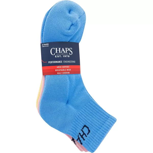 Chaps Sport Cushioned Repreve Athletic Socks-6 Pair Pack-Breathable Front Mesh and Arch Support, Men's Shoe Size: 6-12)