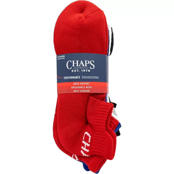 Chaps Sport Cushioned Repreve Athletic Socks-6 Pair Pack-Breathable Front Mesh and Arch Support, Men's Shoe Size: 6-12)