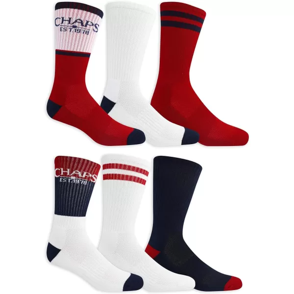 Chaps Sport Cushioned Repreve Athletic Socks-6 Pair Pack-Breathable Front Mesh and Arch Support, Men's Shoe Size: 6-12)