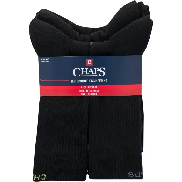 Chaps Sport Cushioned Repreve Athletic Socks-6 Pair Pack-Breathable Front Mesh and Arch Support, Men's Shoe Size: 6-12