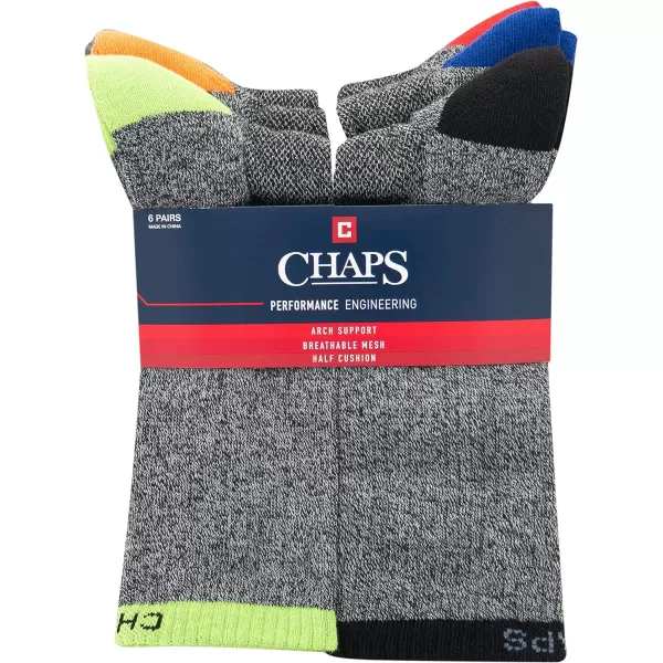 Chaps Sport Cushioned Repreve Athletic Socks-6 Pair Pack-Breathable Front Mesh and Arch Support, Men's Shoe Size: 6-12