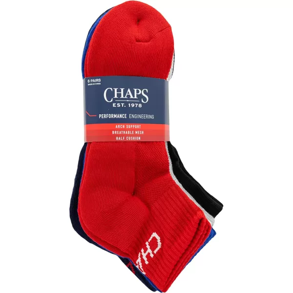 Chaps Sport Cushioned Repreve Athletic Socks-6 Pair Pack-Breathable Front Mesh and Arch Support, Men's Shoe Size: 6-12)