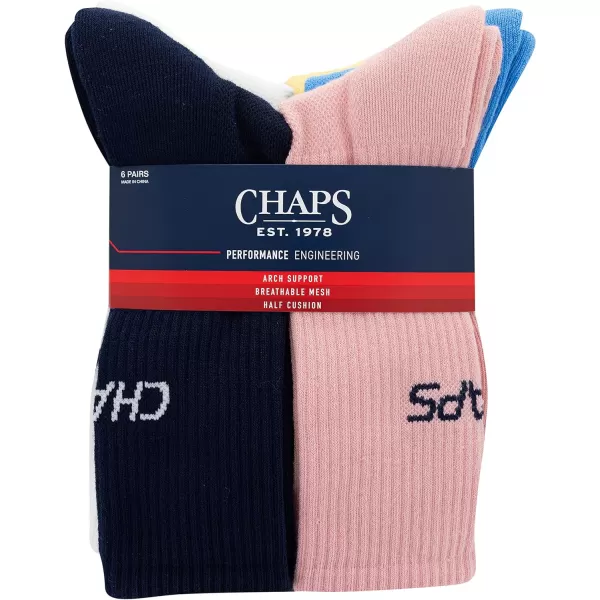 Chaps Sport Cushioned Repreve Athletic Socks-6 Pair Pack-Breathable Front Mesh and Arch Support, Men's Shoe Size: 6-12)
