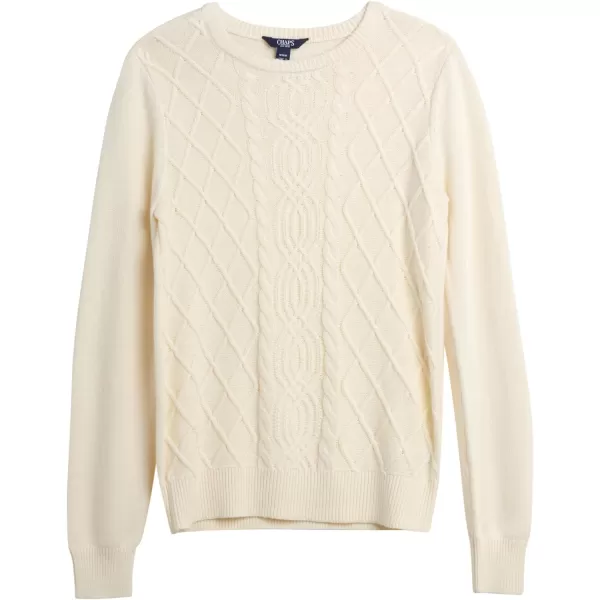 Chaps Women's Sweater - Cotton Cable Knit Pullover Sweater - Lightweight Casual Crewneck Ribbed Sweater 