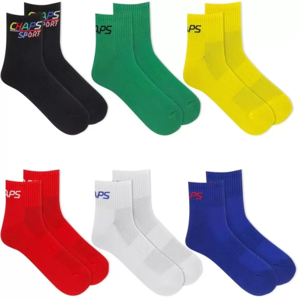 Chaps Men's Athletic Cushioned Performance Ankle Socks-6 Pairs-Breathable Mesh