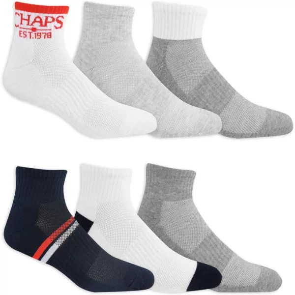 Chaps Men's Athletic Cushioned Performance Ankle Socks-6 Pairs-Breathable Mesh