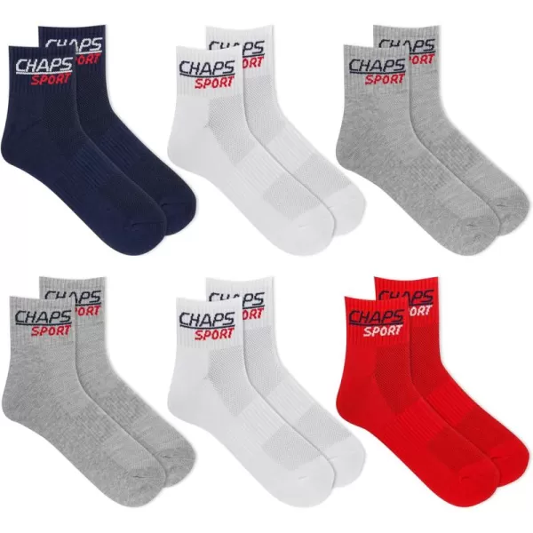 Chaps Men's Athletic Cushioned Performance Ankle Socks-6 Pairs-Breathable Mesh