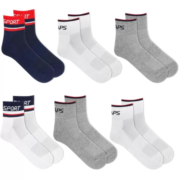 Chaps Men's Athletic Cushioned Performance Ankle Socks-6 Pairs-Breathable Mesh