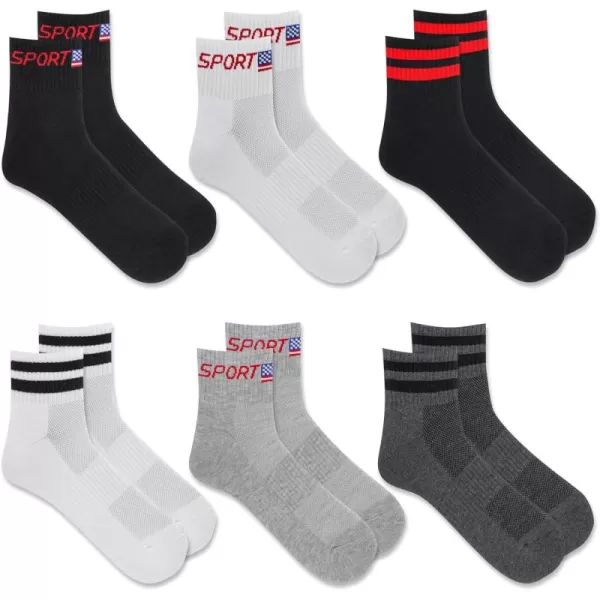 Chaps Men's Athletic Cushioned Performance Ankle Socks-6 Pairs-Breathable Mesh