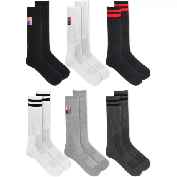Chaps Men's Athletic Cushioned Performance Crew Socks-6 Pairs-Breathable Mesh
