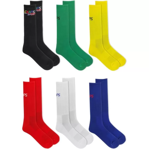 Chaps Men's Athletic Cushioned Performance Crew Socks-6 Pairs-Breathable Mesh