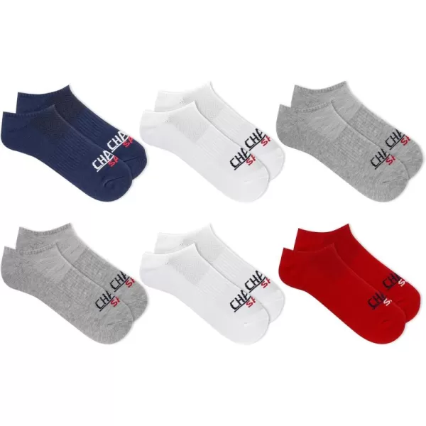 Chaps Men's Athletic Cushioned Performance No Show Socks-6 Pairs-Breathable Mesh