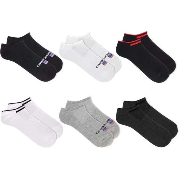 Chaps Men's Athletic Cushioned Performance No Show Socks-6 Pairs-Breathable Mesh