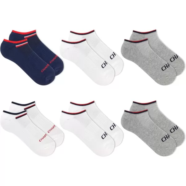 Chaps Men's Athletic Cushioned Performance No Show Socks-6 Pairs-Breathable Mesh