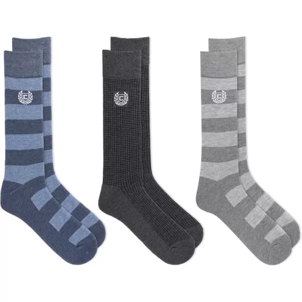 Chaps Men's Casual Fashion Cushioned Crew Socks-3 Pair Pack-Classic Designs with Stretch Blend)