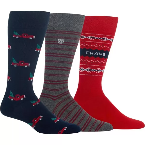 Chaps Men's Casual Fashion Cushioned Crew Socks-3 Pair Pack-Classic Designs with Stretch Blend