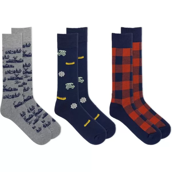 Chaps Men's Casual Fashion Cushioned Crew Socks-3 Pair Pack-Classic Designs with Stretch Blend