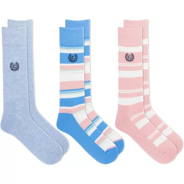 Chaps Men's Casual Fashion Cushioned Crew Socks-3 Pair Pack-Classic Designs with Stretch Blend)