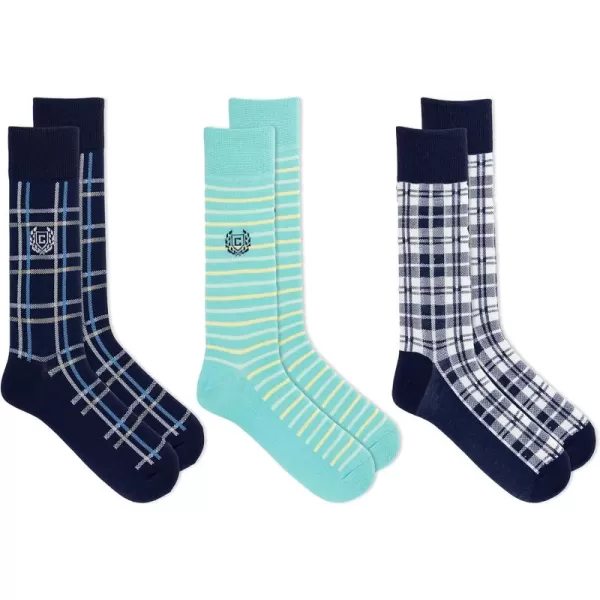 Chaps Men's Casual Fashion Cushioned Crew Socks-3 Pair Pack-Classic Designs with Stretch Blend)