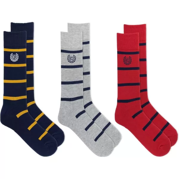 Chaps Men's Casual Fashion Cushioned Crew Socks-3 Pair Pack-Classic Designs with Stretch Blend)