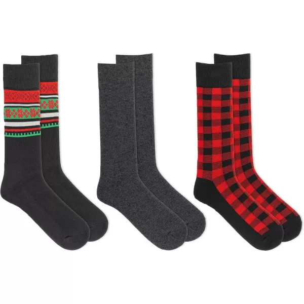 Chaps Men's Casual Fashion Cushioned Crew Socks-3 Pair Pack-Classic Designs with Stretch Blend
