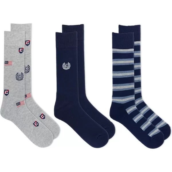 Chaps Men's Casual Fashion Cushioned Crew Socks-3 Pair Pack-Classic Designs with Stretch Blend)
