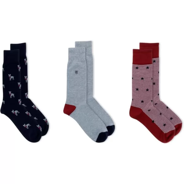 Chaps Men's Casual Fashion Cushioned Crew Socks-3 Pair Pack-Classic Designs with Stretch Blend)