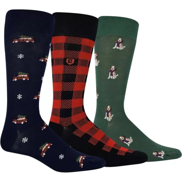Chaps Men's Casual Fashion Cushioned Crew Socks-3 Pair Pack-Classic Designs with Stretch Blend