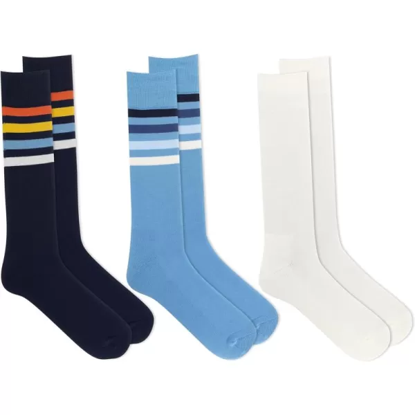 Chaps Men's Casual Fashion Cushioned Crew Socks-3 Pair Pack-Classic Designs with Stretch Blend