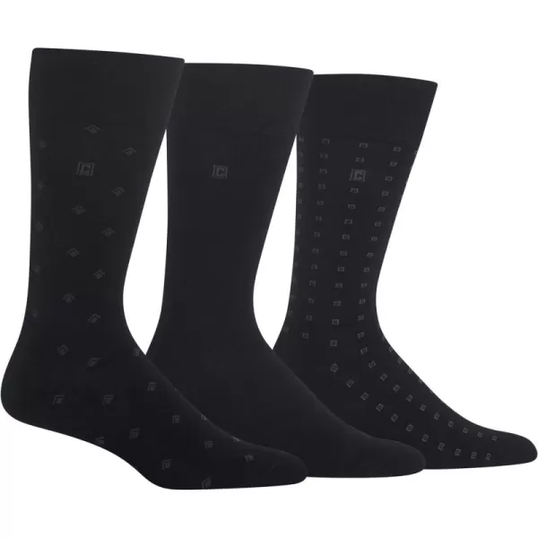 Chaps Men's Classic Dress Crew Socks-3 Pair Pack-Pattern and Solid Color Designs)