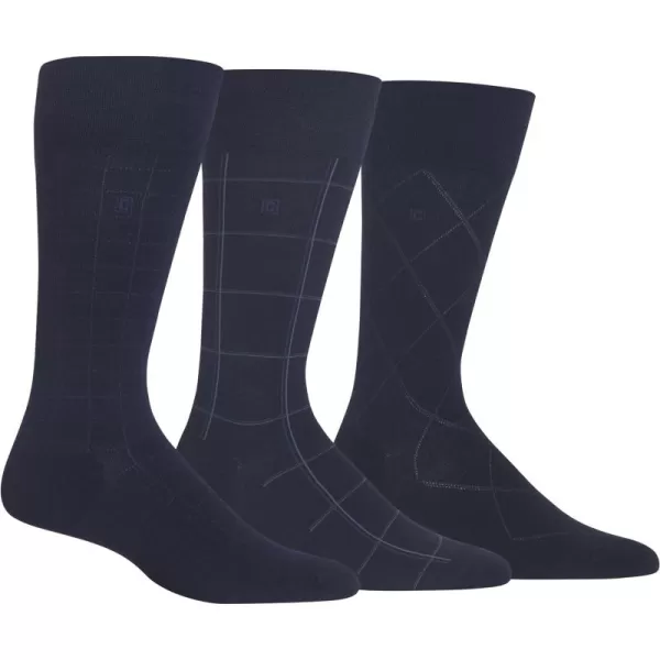 Chaps Men's Classic Dress Crew Socks-3 Pair Pack-Pattern and Solid Color Designs)