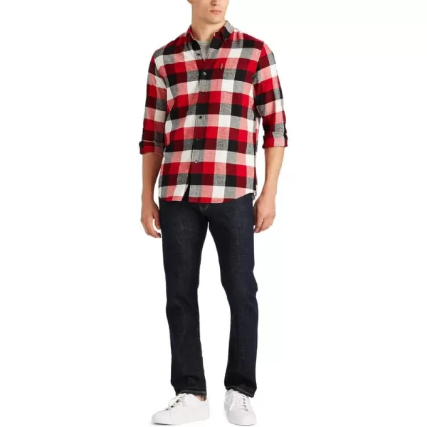 Chaps Men's Classic Fit Long Sleeve Performance Flannel Shirt)