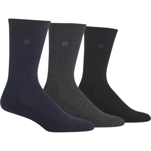 Chaps Men's Dress Crew Socks - 3 Pair Pack - Assorted Solid Color and True Rib