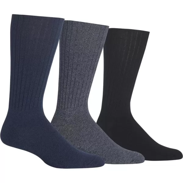 Chaps Men's Dress Crew Socks - 3 Pair Pack - Assorted Solid Color and True Rib