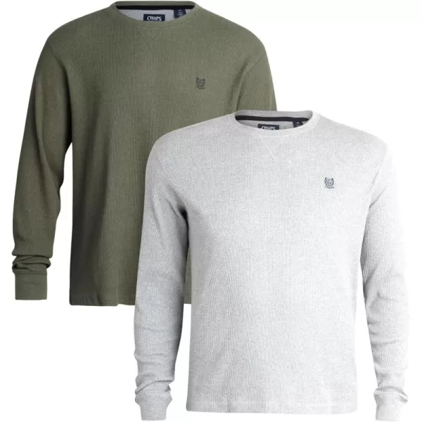 Chaps Men's Long Sleeve Shirt – 2 Pack Casual Thermal Crewneck Shirt - Waffle Knit Shirt for Men 