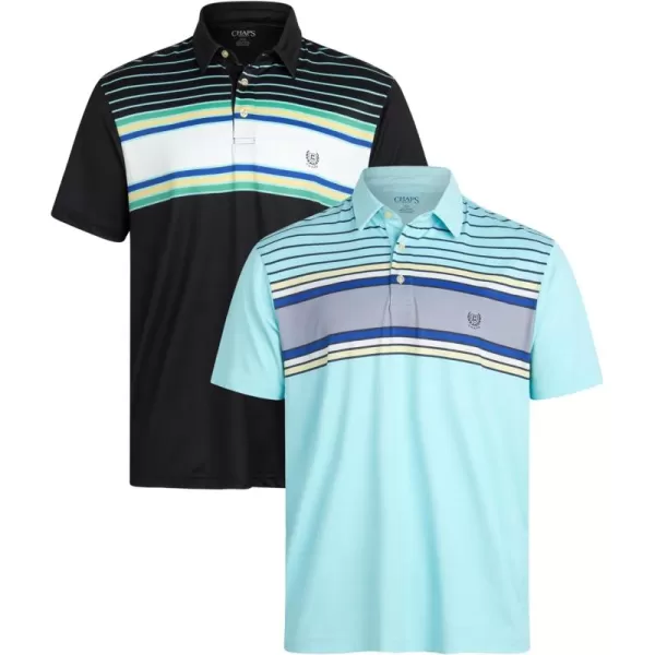 Chaps Men's Polo Shirt - 2 Pack Dry Fit Performance Short Sleeve Golf Polo Shirt for Men 