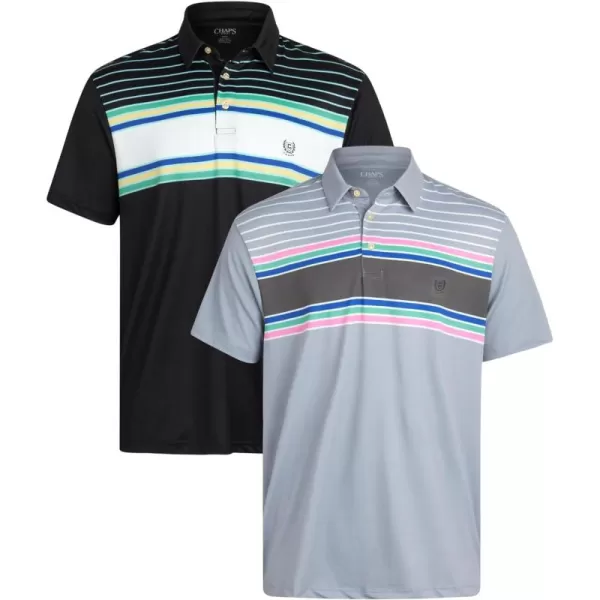 Chaps Men's Polo Shirt - 2 Pack Dry Fit Performance Short Sleeve Golf Polo Shirt for Men 
