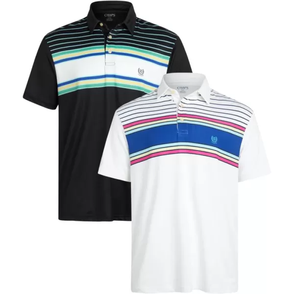 Chaps Men's Polo Shirt - 2 Pack Dry Fit Performance Short Sleeve Golf Polo Shirt for Men 