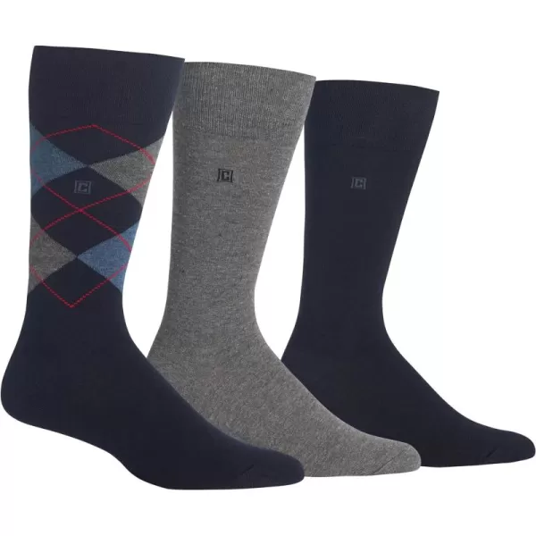 Chaps Men's Soft Argyle Dress Crew Socks-3 Pair Pack-Reinforced Heel and Toe