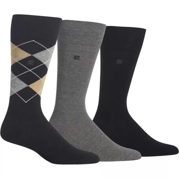 Chaps Men's Soft Argyle Dress Crew Socks-3 Pair Pack-Reinforced Heel and Toe