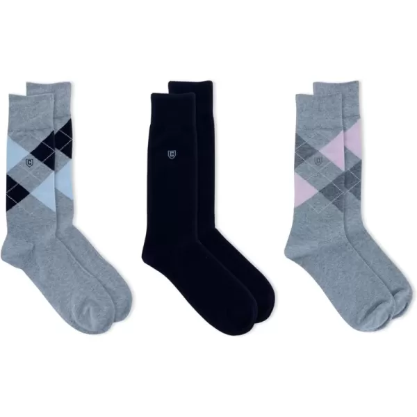 Chaps Men's Soft Argyle Dress Crew Socks-3 Pair Pack-Reinforced Heel and Toe