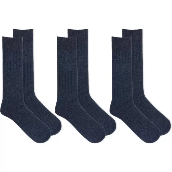 Chaps Men's Soft Touch True Rib Dress Crew Socks-3 Pair Pack-Modal Blend and Embroidered Detail