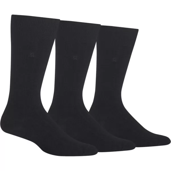 Chaps Men's Soft Touch True Rib Dress Crew Socks-3 Pair Pack-Modal Blend and Embroidered Detail