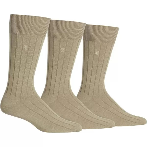 Chaps Men's Soft Touch True Rib Dress Crew Socks-3 Pair Pack-Modal Blend and Embroidered Detail