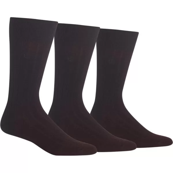 Chaps Men's Soft Touch True Rib Dress Crew Socks-3 Pair Pack-Modal Blend and Embroidered Detail