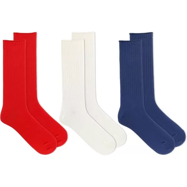 Chaps Men's Solid Color Casual True Rib Crew Socks-1 &amp; 3 Pairs-Cotton Comfort and Breathable Mesh)