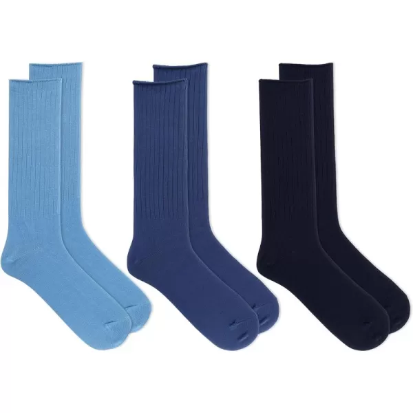 Chaps Men's Solid Color Casual True Rib Crew Socks-1 &amp; 3 Pairs-Cotton Comfort and Breathable Mesh)