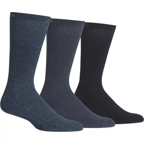 Chaps Men's Solid Mock Rib Casual Crew Socks-3 Pair Pack-Poly Cotton Blend