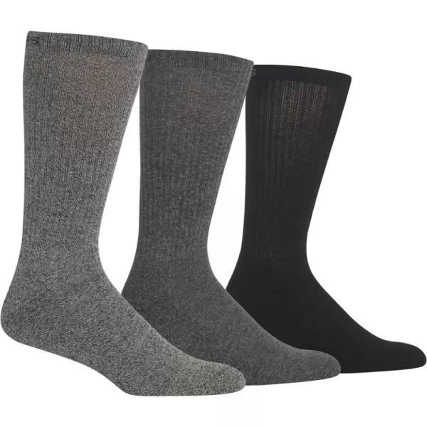 Chaps Men's Solid Mock Rib Casual Crew Socks-3 Pair Pack-Poly Cotton Blend