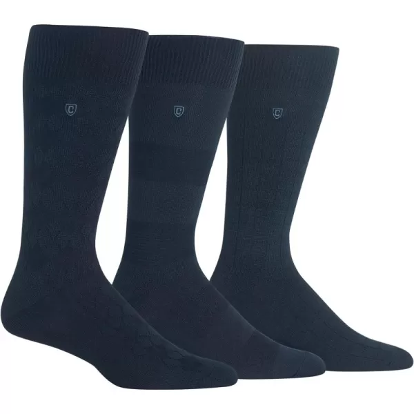 Chaps Men's Super Soft Dress Crew Socks-3 Pair Pack-Patterns and Textures